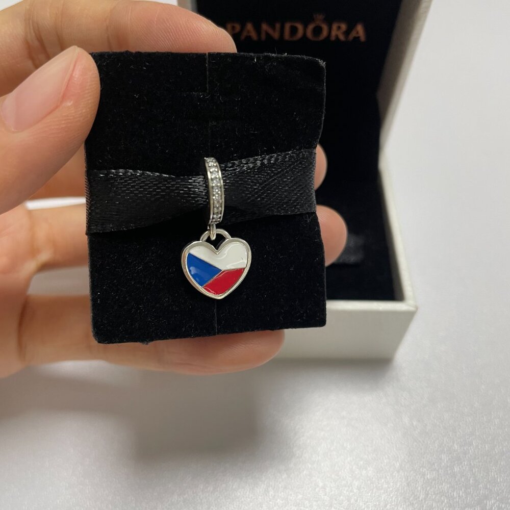 Pandora Czech Flag Exclusive Charm Sterling Silver Pendant